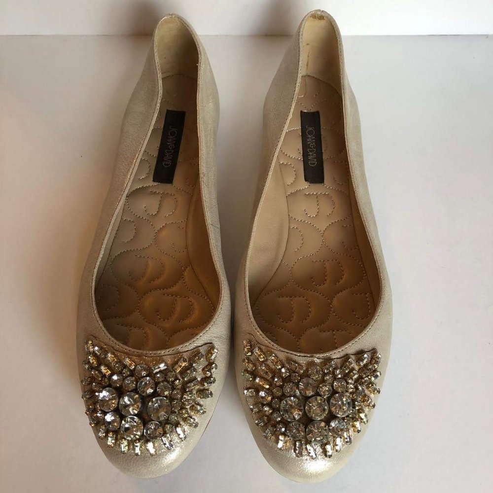 Joan and David Daeila Festive Gold Jewelled Flats